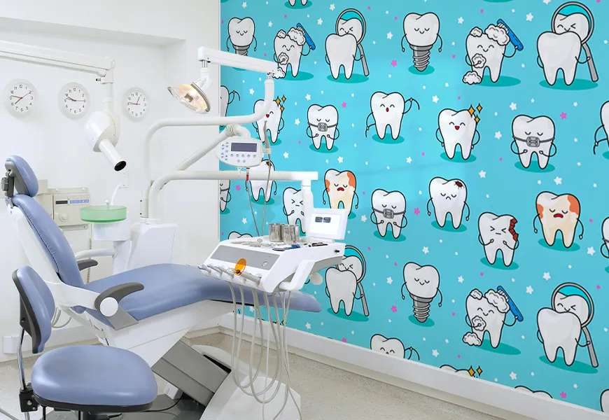 پوستر دیواری سه بعدی مطب دندانپزشکی طرح کودکانه
